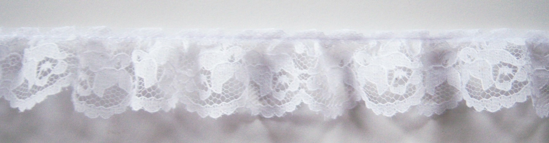 White 1 1/4" Ruffled Lace