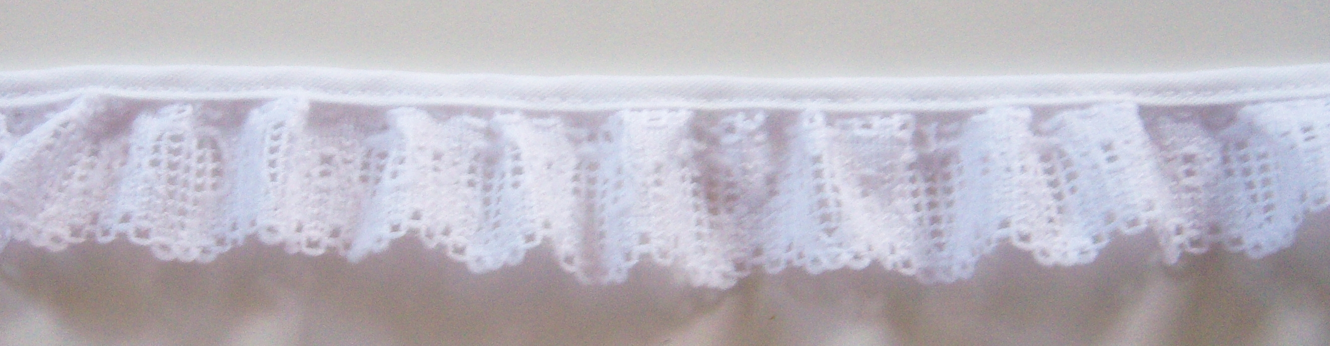 White Hearts 1" Ruffled Lace