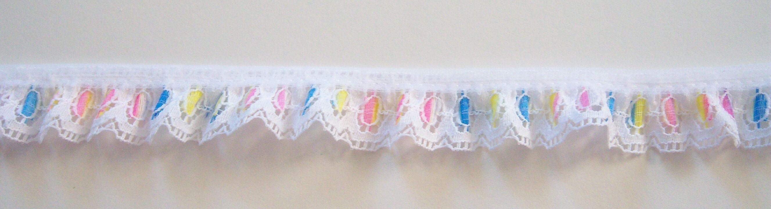 White/Multi 1/2" Ruffled Lace