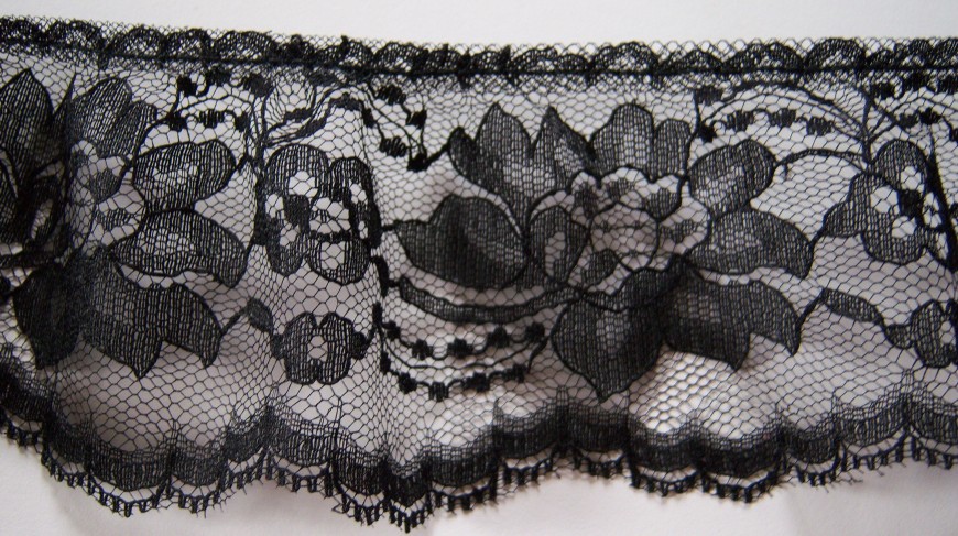 Black 3" Gathered Lace
