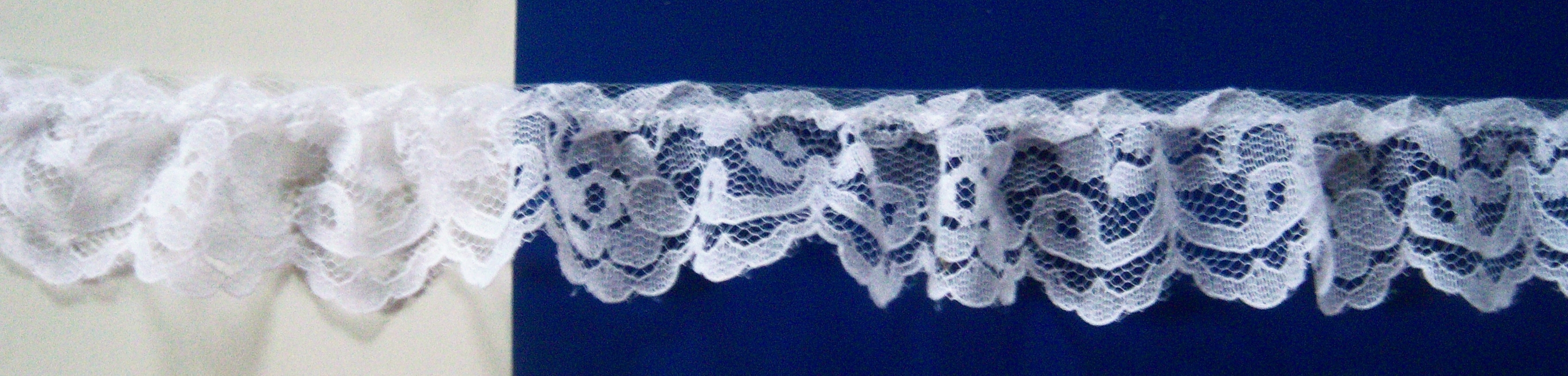 White 1 1/4" Ruffled Lace