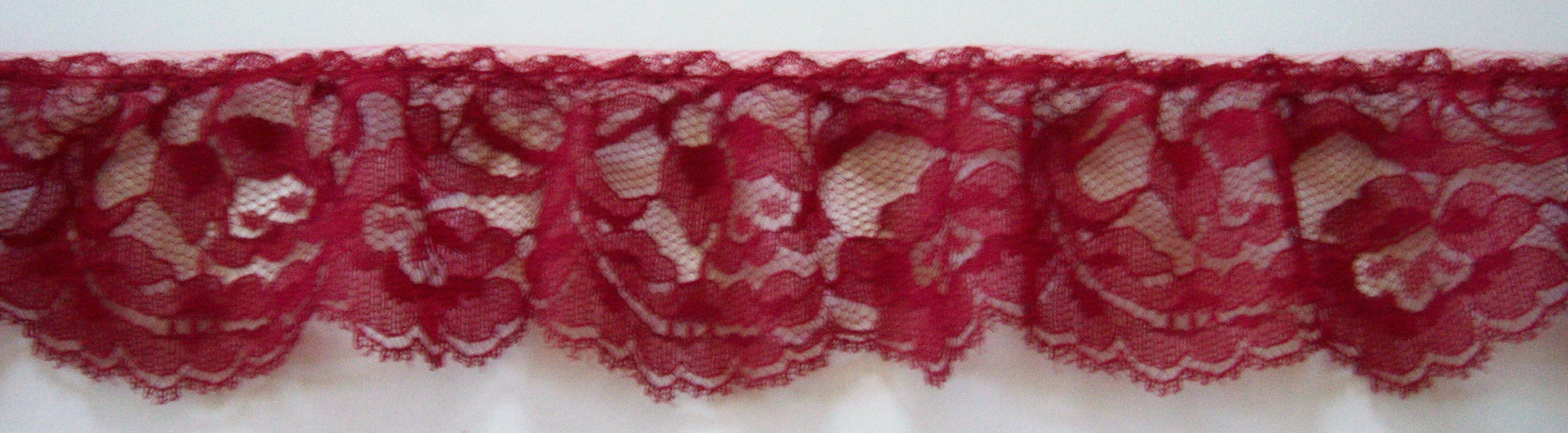 Burgundy 2 1/2" Ruffled Lace