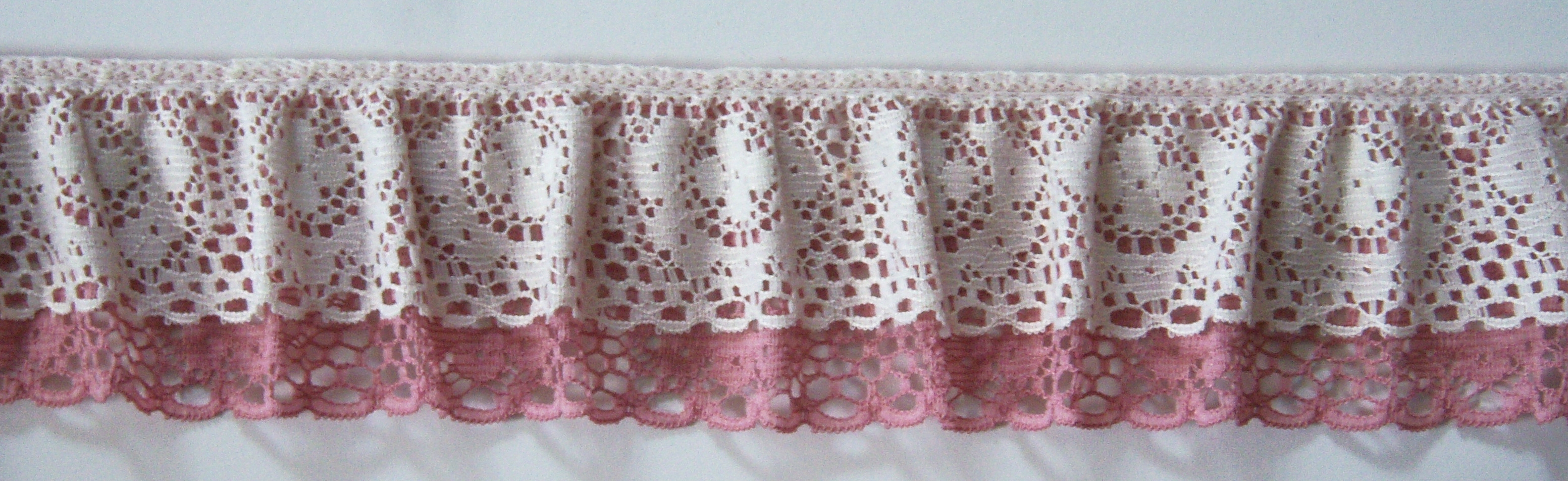Ivory/Rose 2" Double Gathered Lace