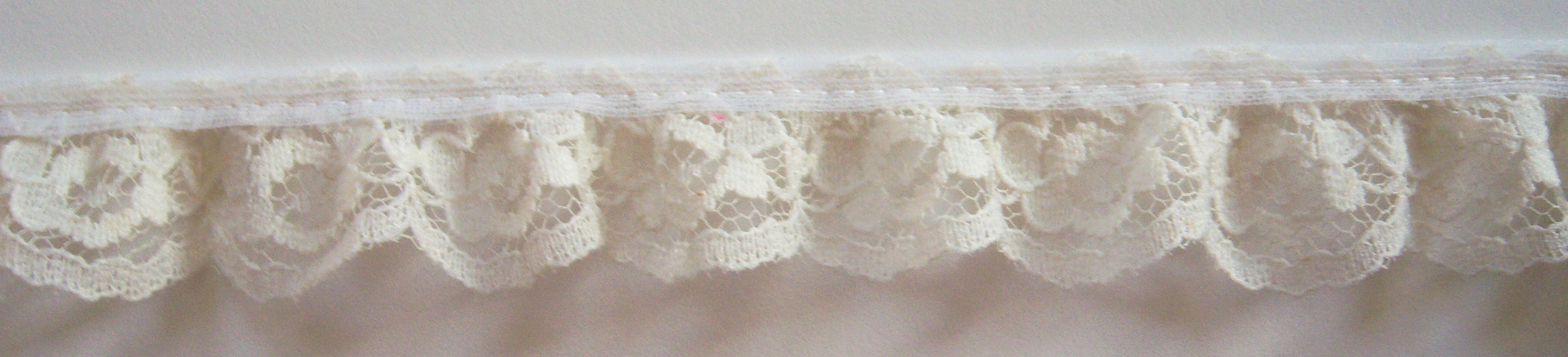 Lt. Ivory 1 1/8" Nylon Gathered Lace