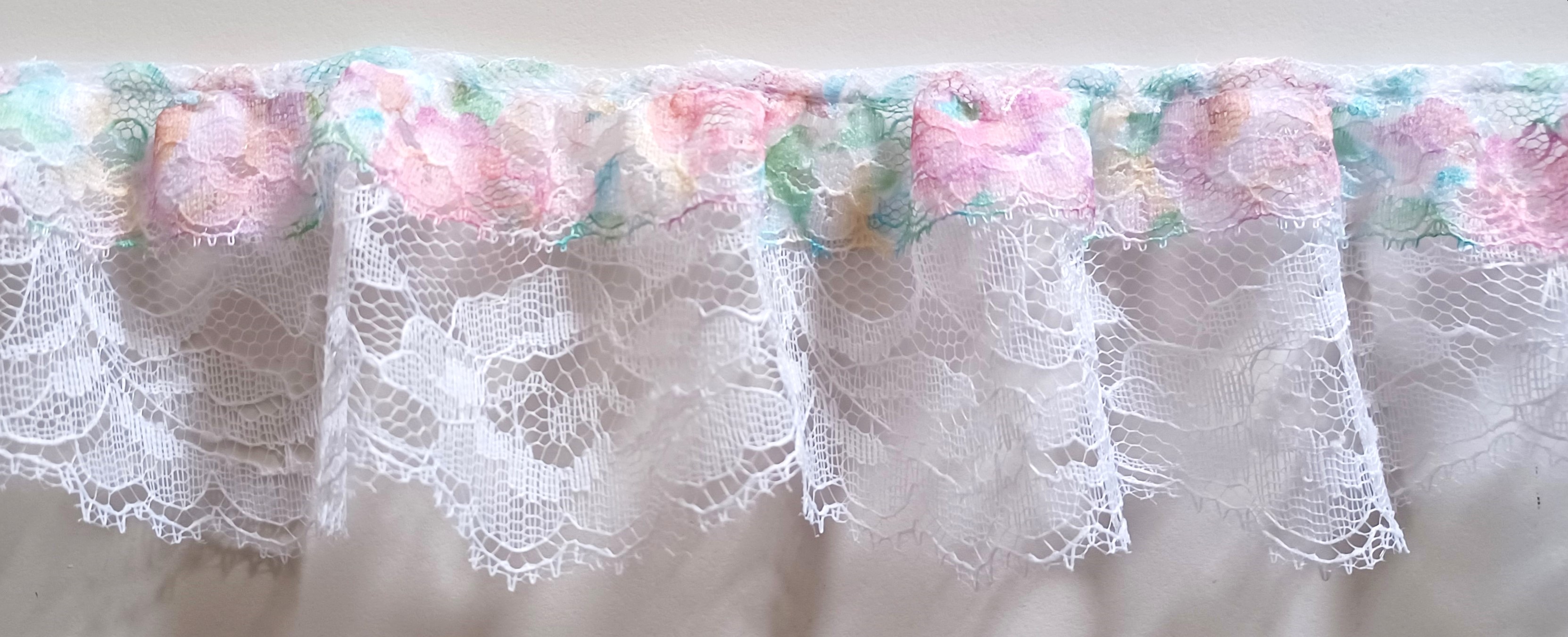 Watercolor/White 3" Gathered Lace