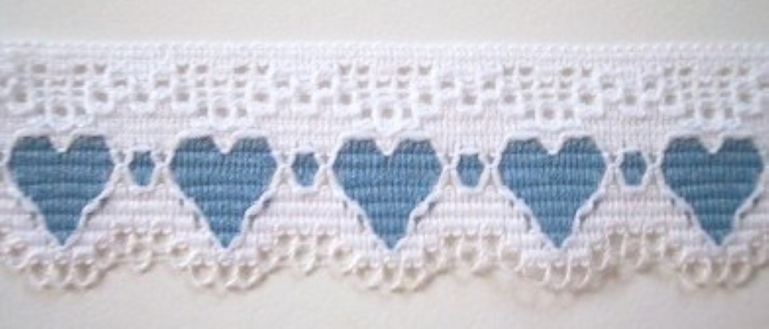 White/Blue Hearts Lace