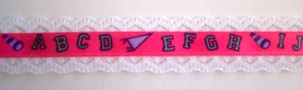 White Lace/Satin Alphabet 7/8" Ribbon