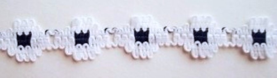 White/Navy 9/16 Inch Flower Lace