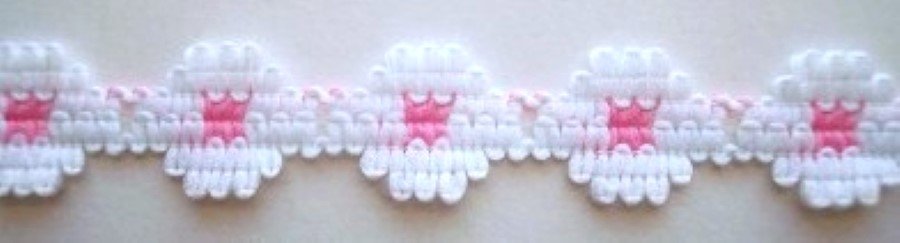 White/Hot Pink Flower Lace