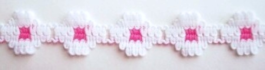 White/Shocking Pink Flower Lace