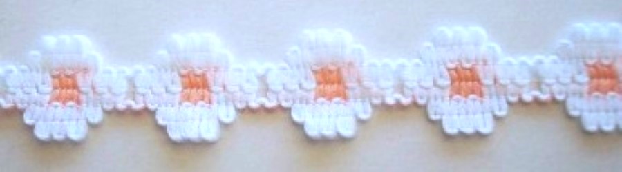 White/Peach Flower Lace