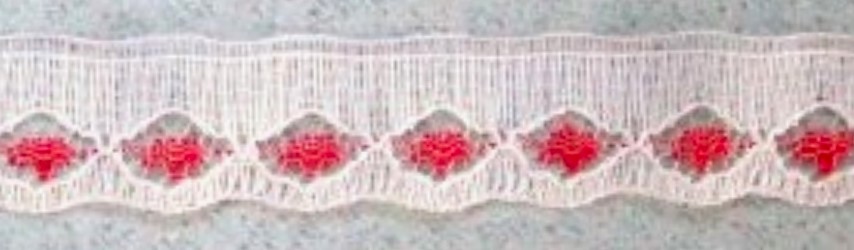 White/Red 5/8" Nylon Lace