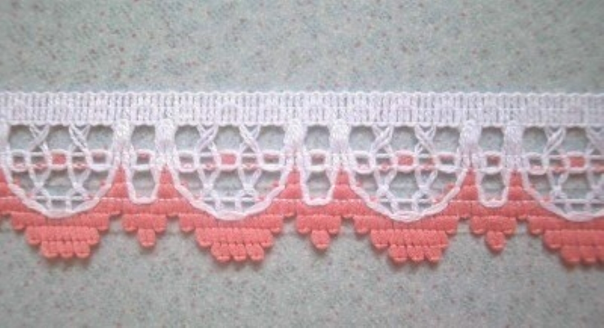 White/Coral Pink Lace