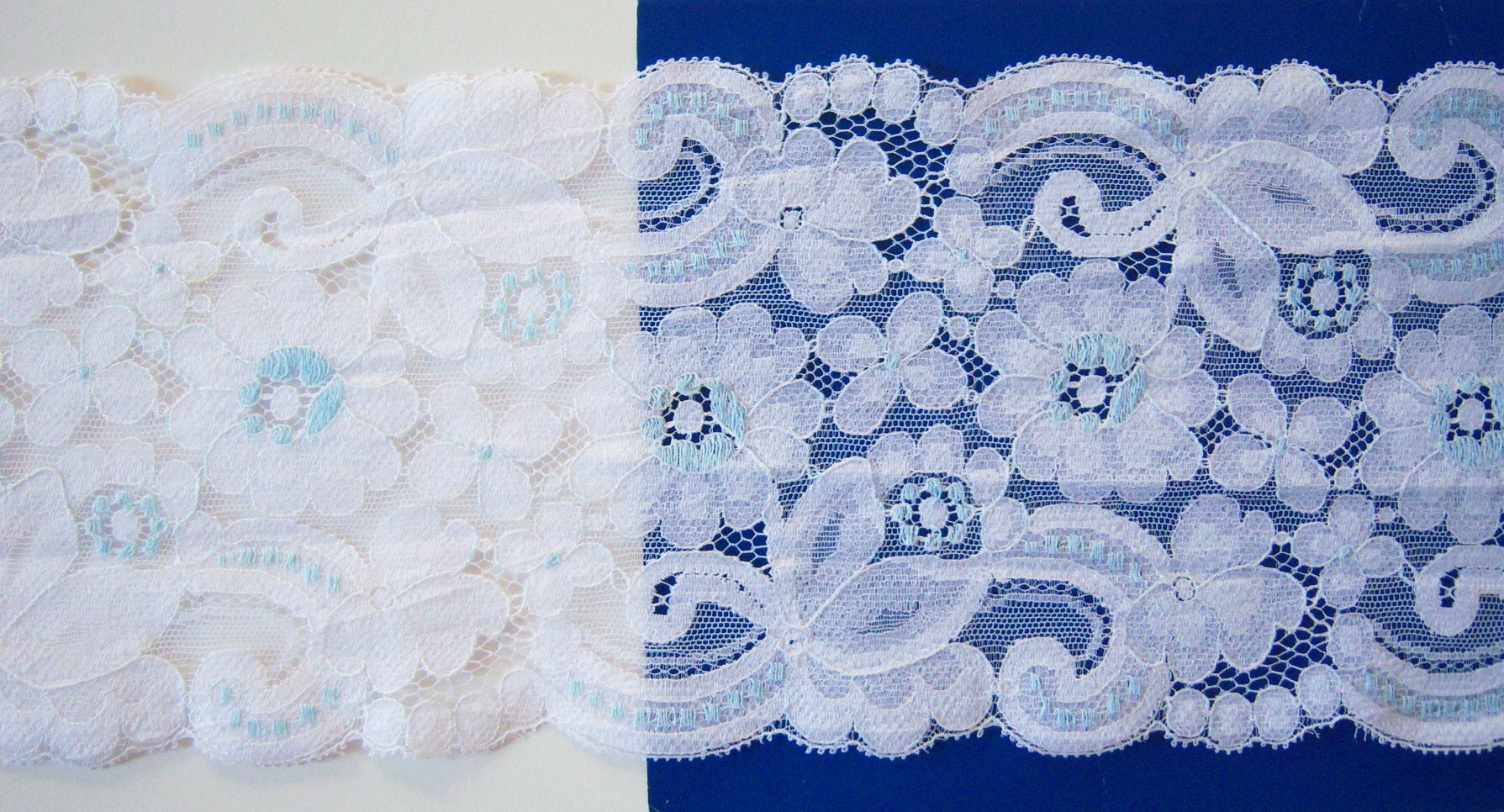 White/Breezy Blue 5 1/4" Lace