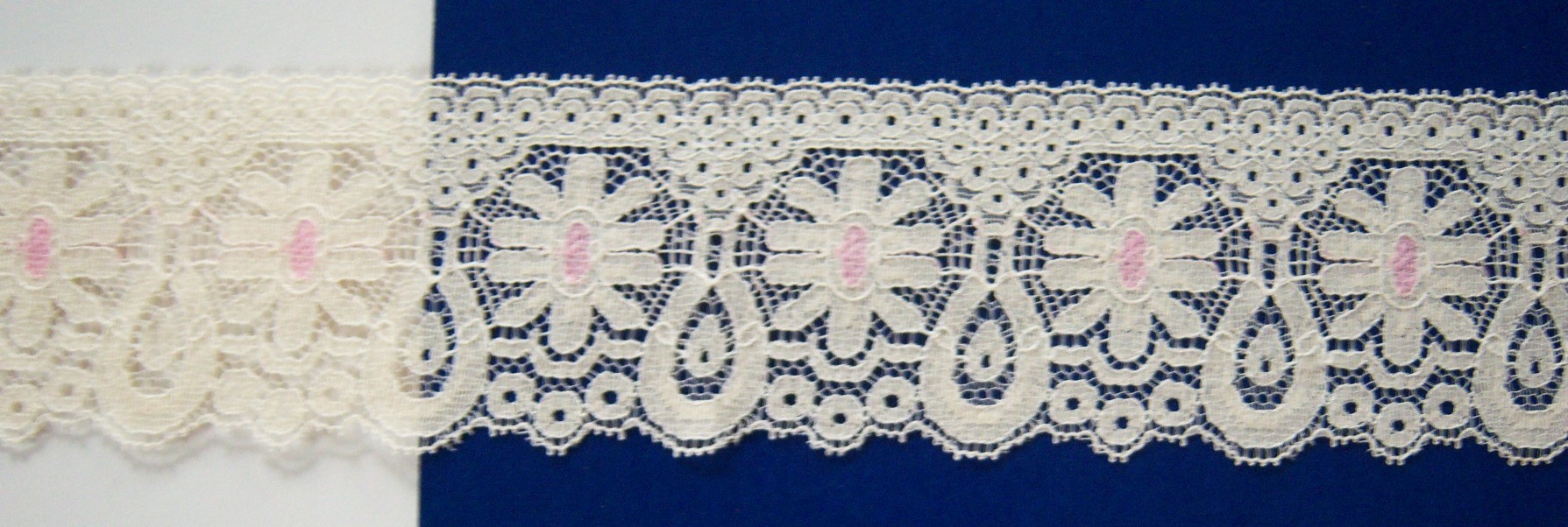 Ecru/Pink 2 5/8" Nylon Lace