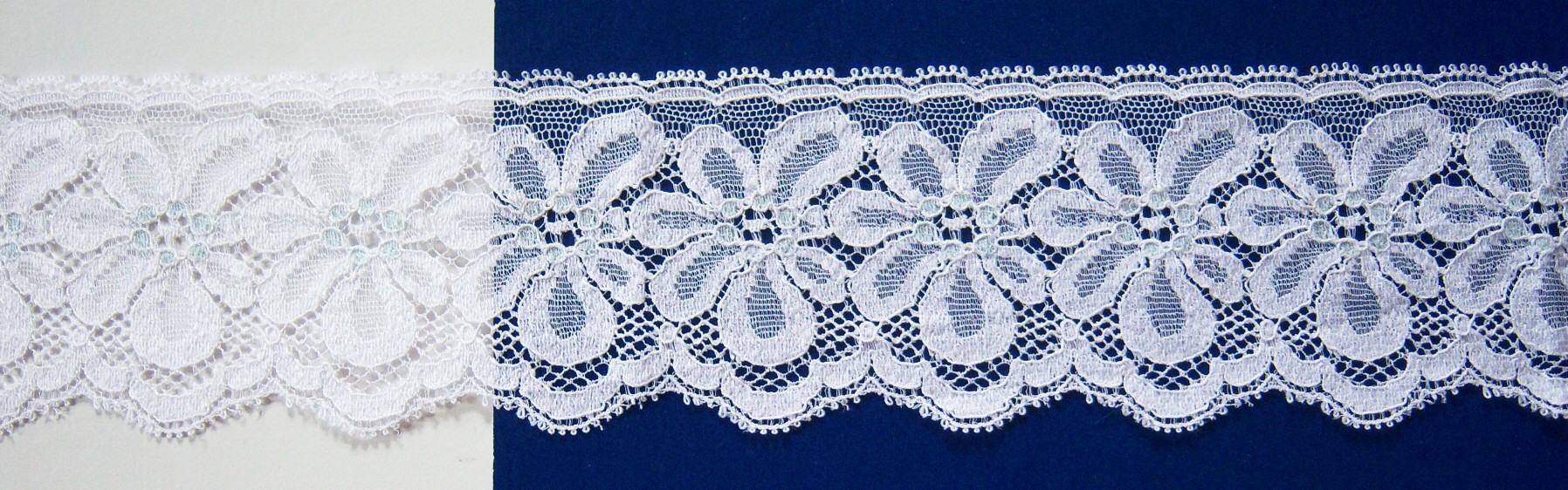 White/Blue Mist 2 1/2" Nylon Lace
