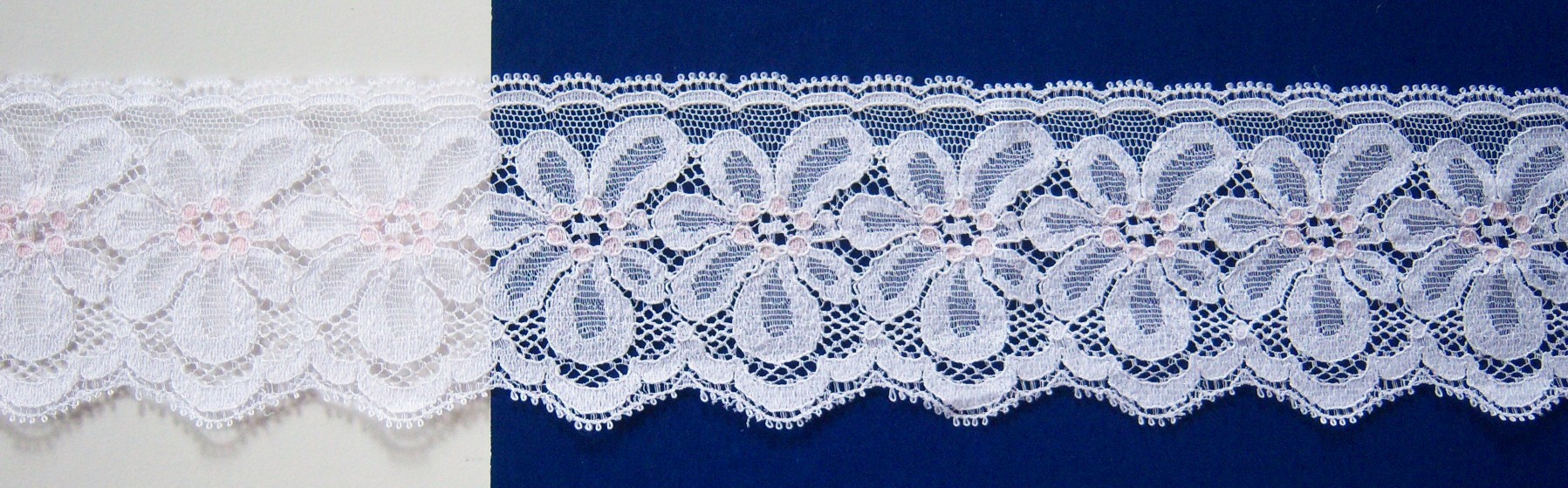 White/Pink #5658 2 1/2" Nylon Lace