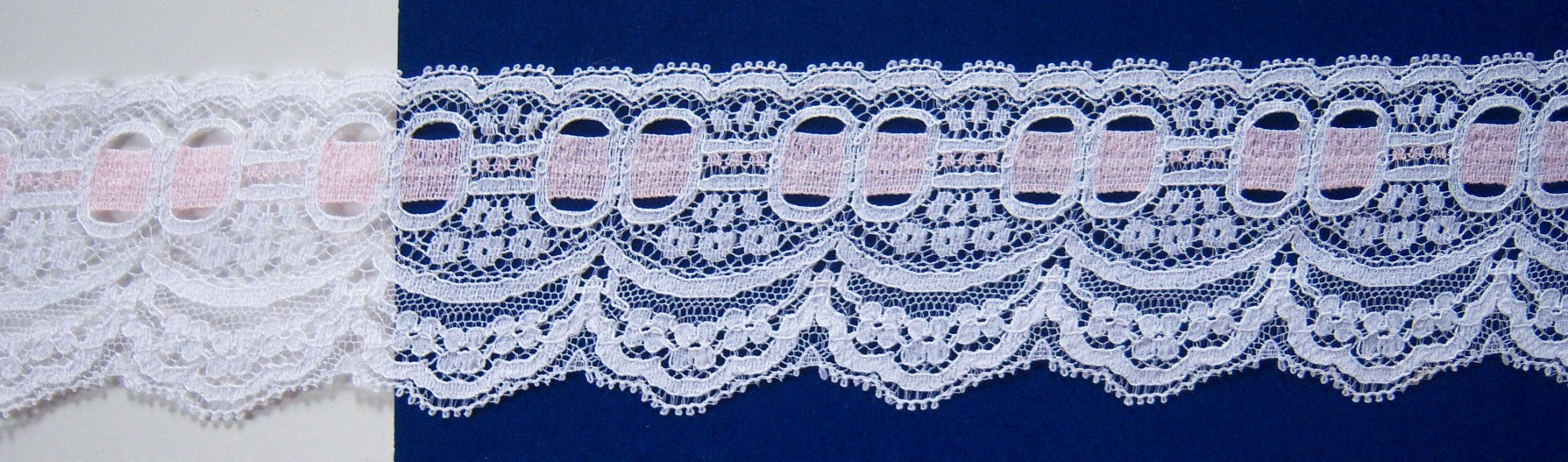 White/Pink 2 1/2" Nylon Lace