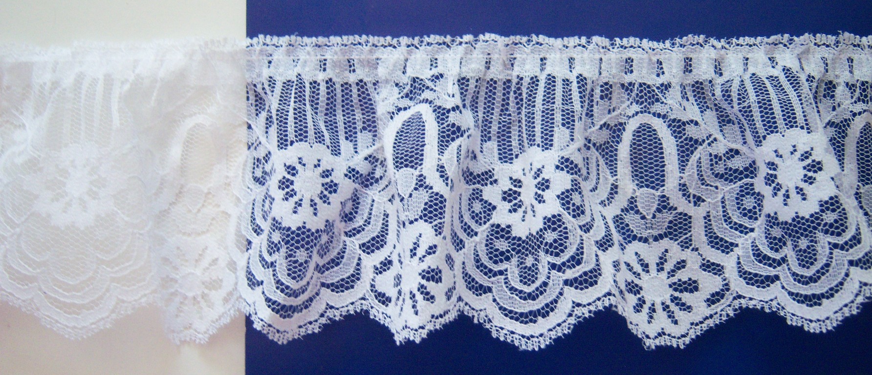White 3 1/2" Gathered Lace