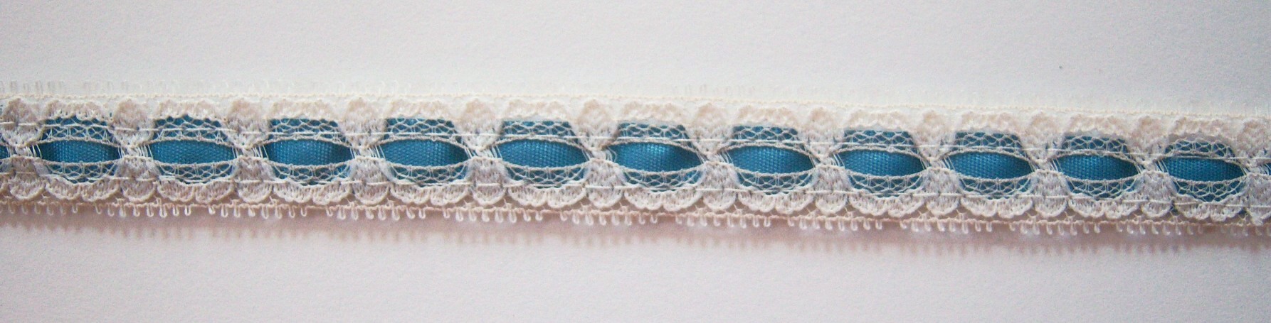 Candlelight 3/4" Lace/Blue Grosgrain Ribbon