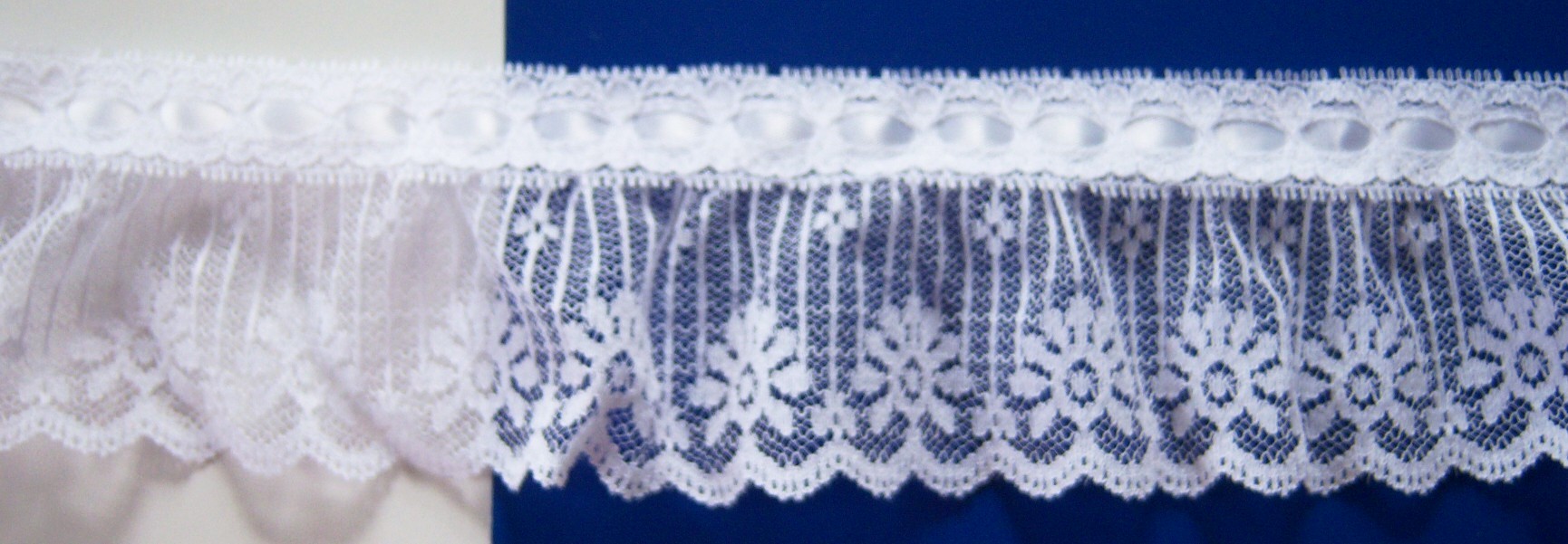 White/White Satin 2 1/2" Ruffled Lace