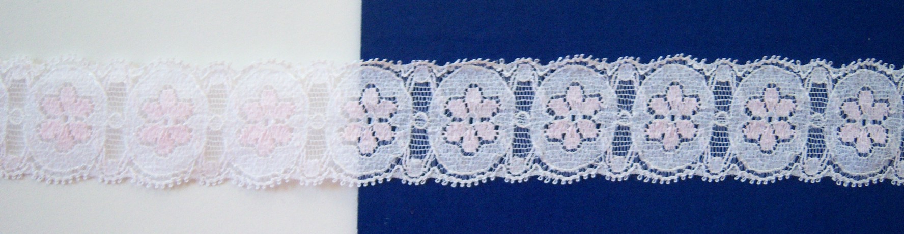 White/Light Pink 1 1/4" Nylon Lace