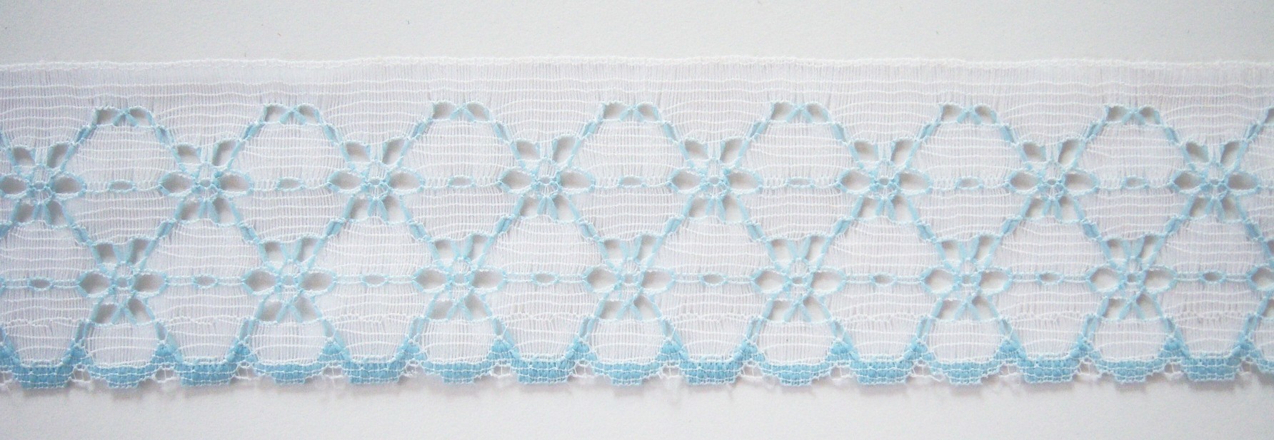 White/Aqua 1 3/4" Nylon Lace