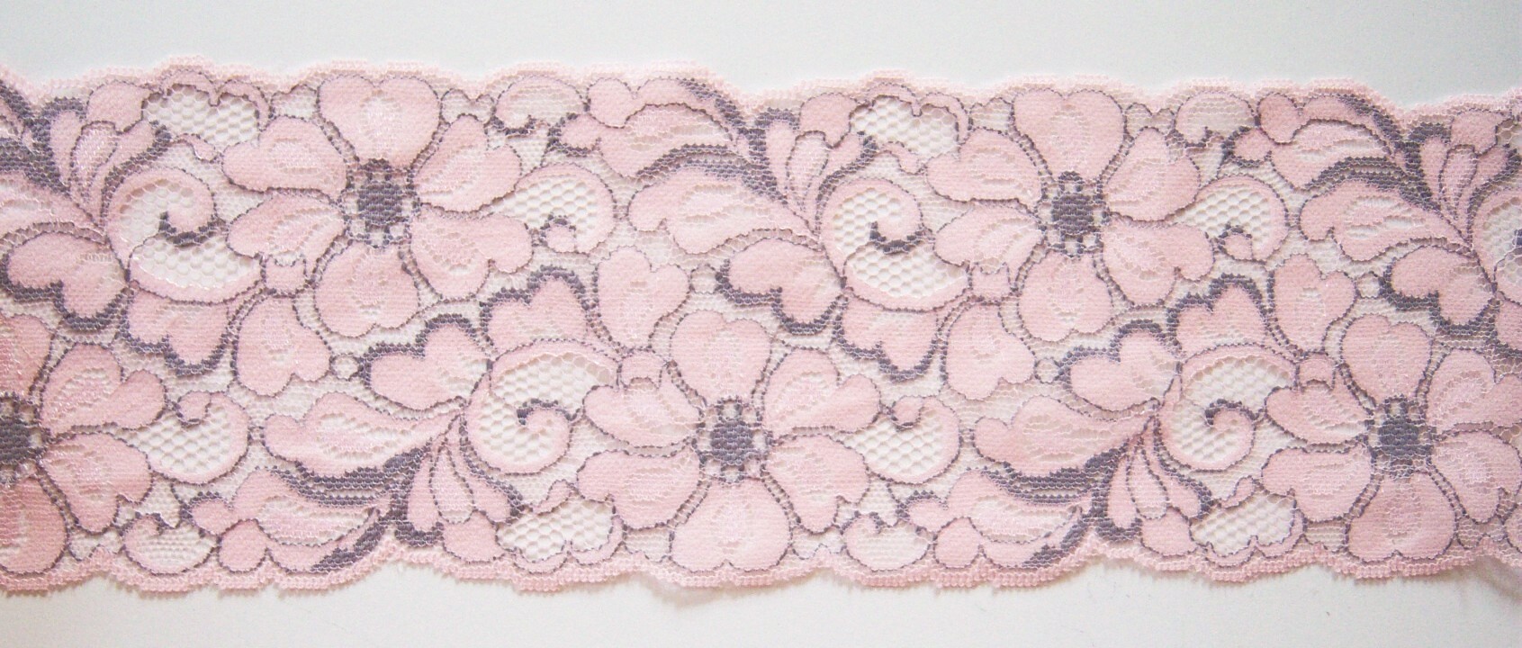 Pink/Silver Gray 3 7/8 Inch Lace