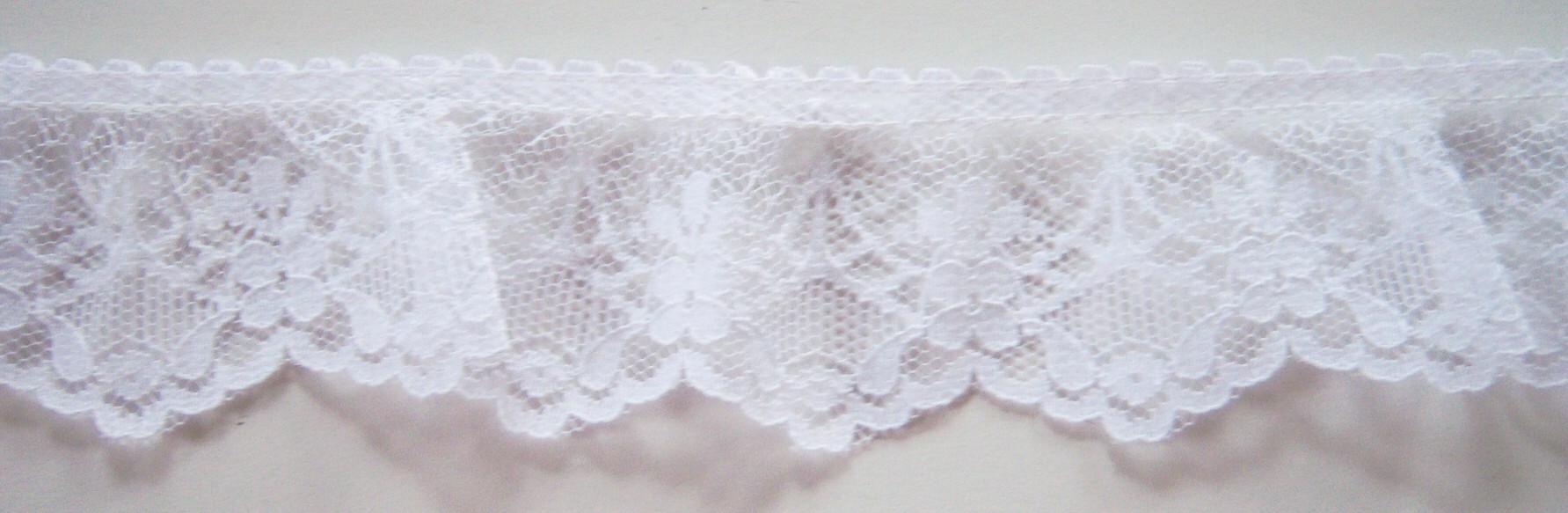 White 1 5/8" Ruffled Lace