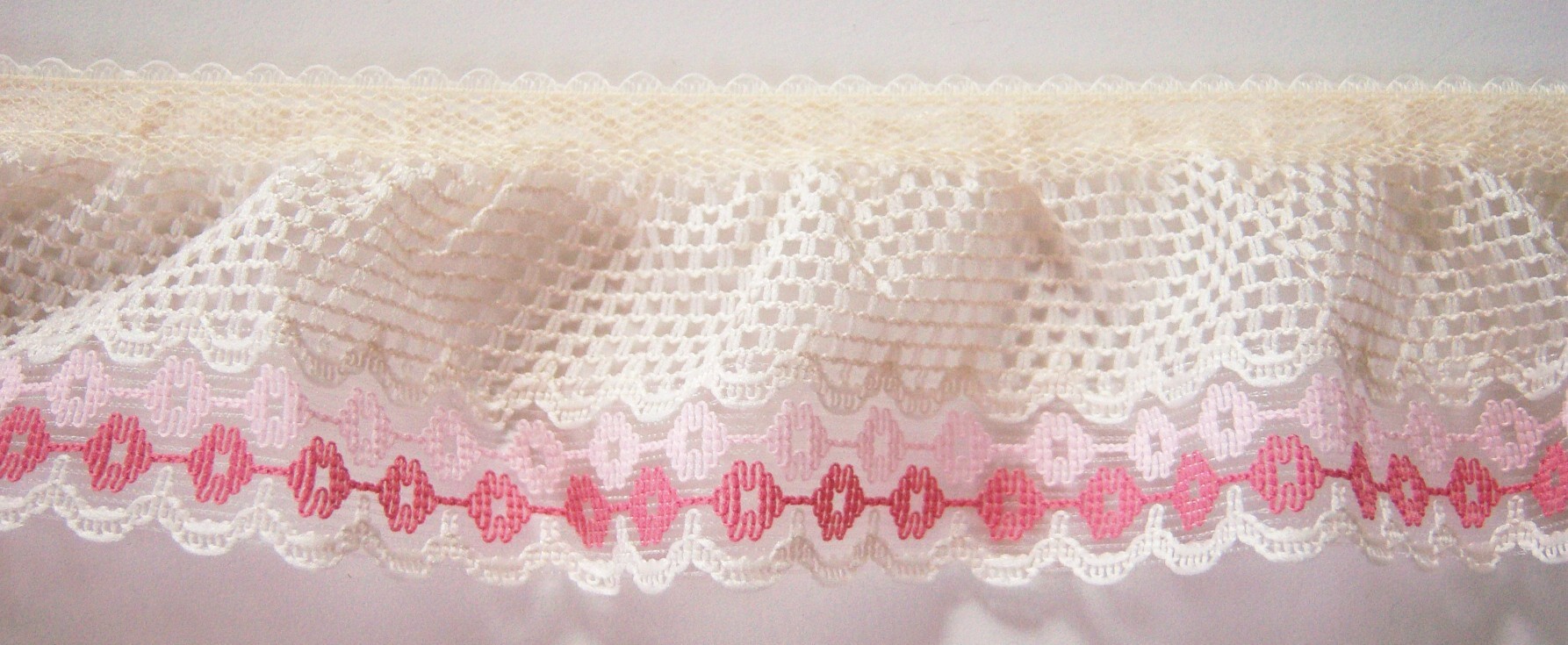 Candlelight/Pinks 2" Gathered Lace
