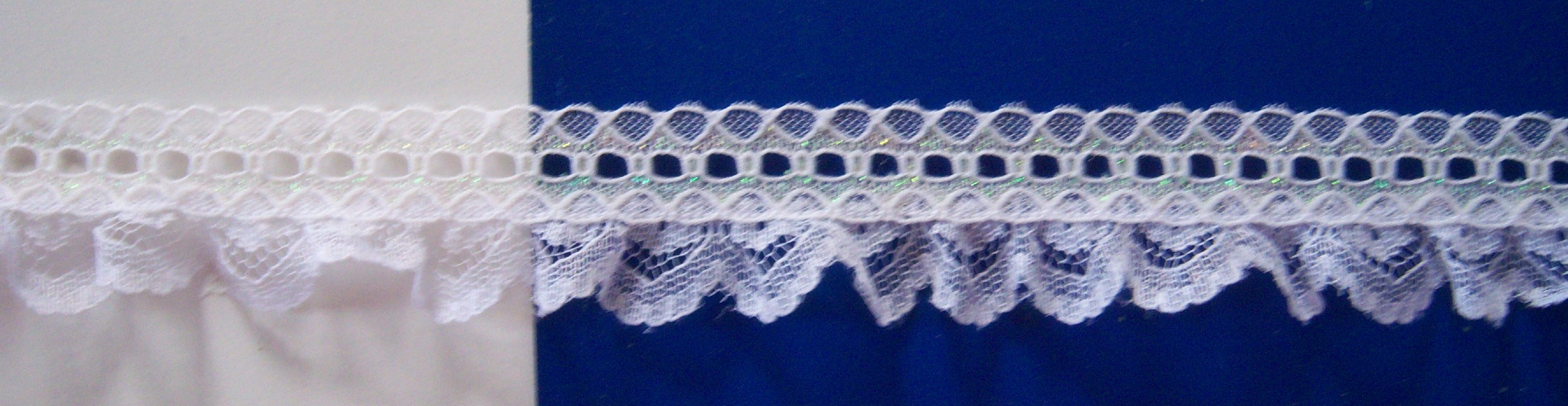White/Maize Irid. 1 1/4" Gathered Lace