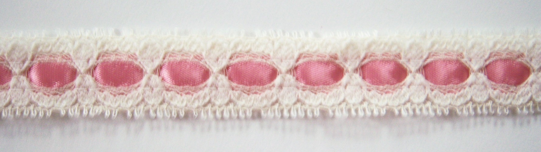 Candlelight 3/4" Lace/Rose Satin Ribbon