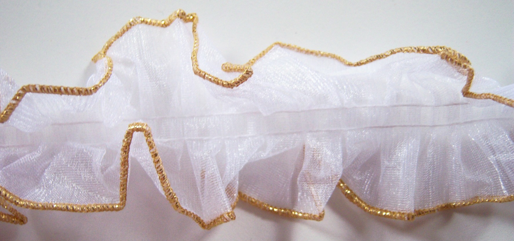 White/Gold Ruffled Organza