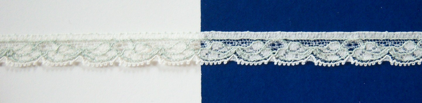 Natural White/Green 1/2" Nylon Lace