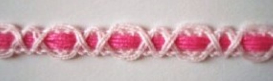 White/Hot Pink 5/16" Braid