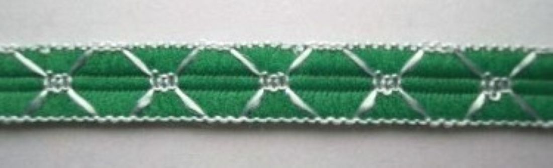 Emerald/White 3/8 Inch Jacquard