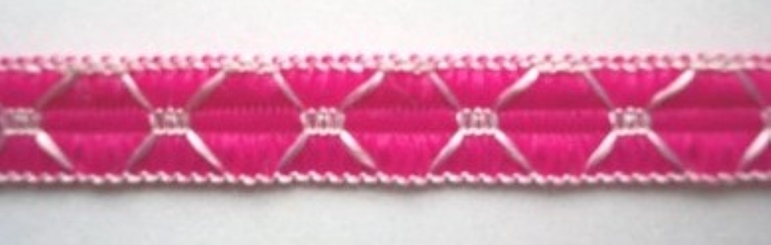 Hot Pink/White 3/8 Inch Jacquard