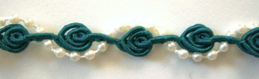 Spruce Rosebraid/Ivory Pearl 1/2" Trim