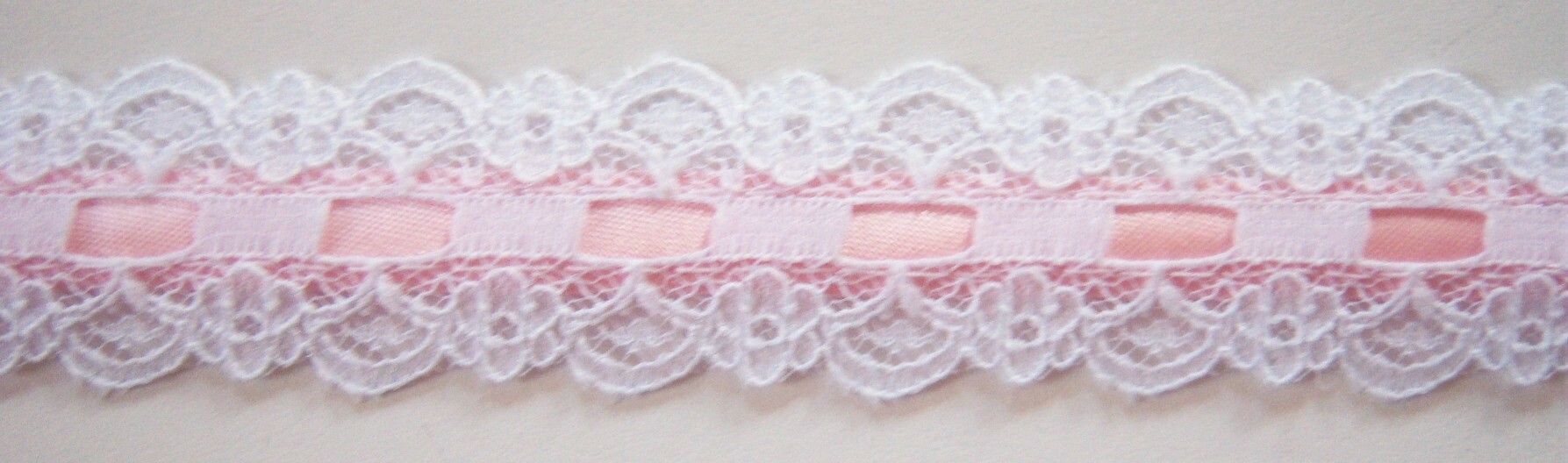 White/Pink Off Grain Lace