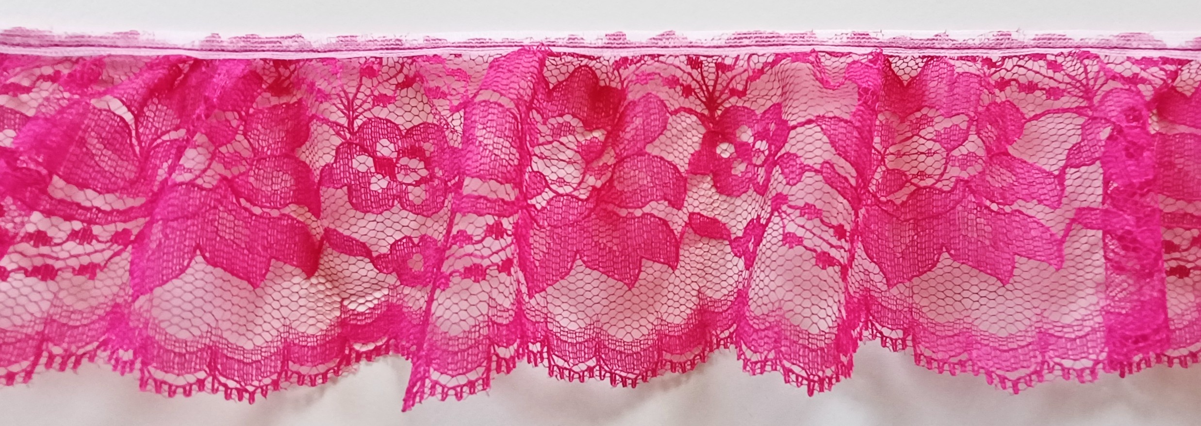 Shocking Pink 3" Ruffled Lace