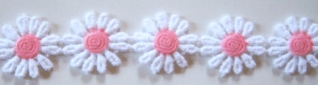 White/Pink 1" Venise Lace