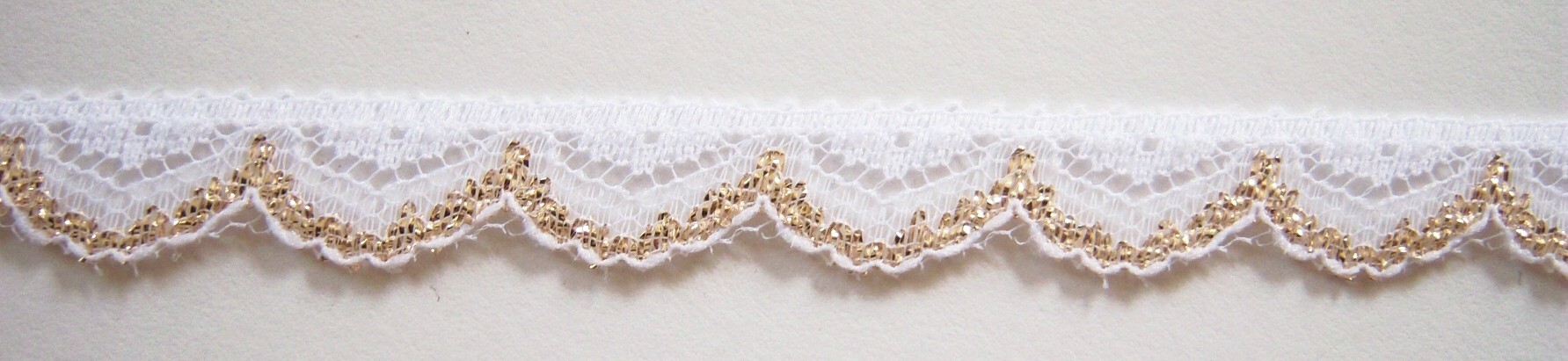 White/Gold 1/2" Metallic Lace