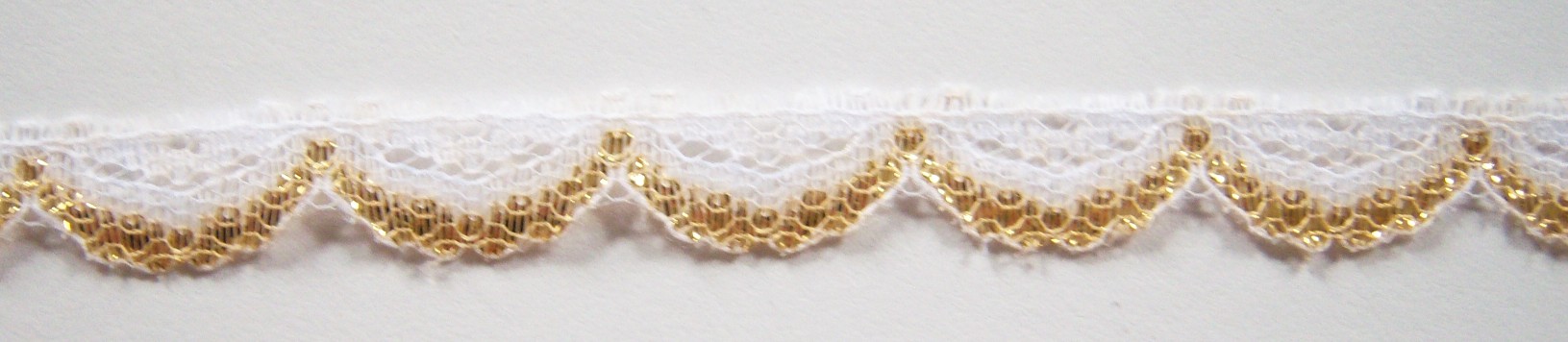 Ecru/Gold 1/2" Gathered Lace