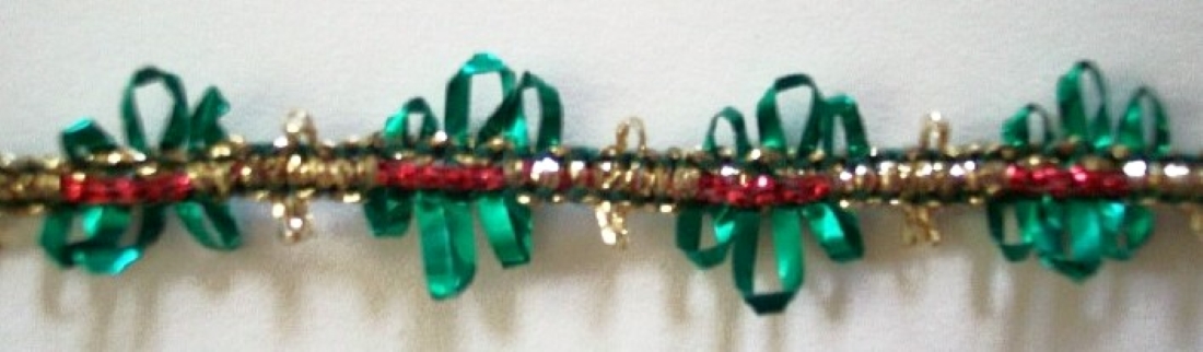 Green/Gold/Red 9/16" Mylar Rococo