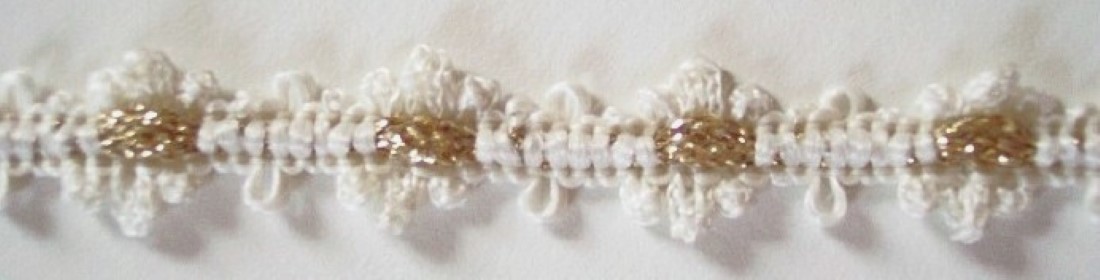 Off White/Gold Sparkle 9/16" Metallic