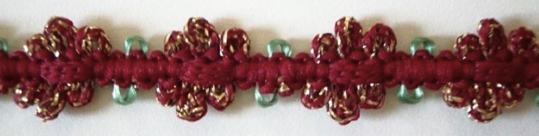 Wine/Sage/Gold 9/16" Metallic Rococo