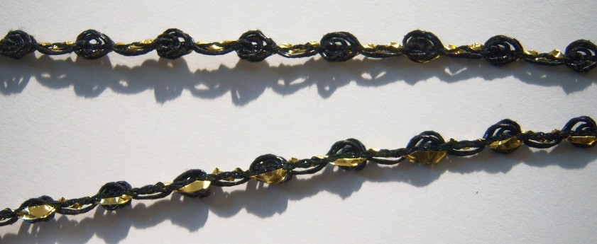 Black/Gold 1/4" Rosebraid