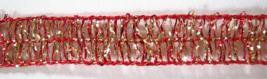 Red/Gold Mylar Wired Edged 3/8" Trim
