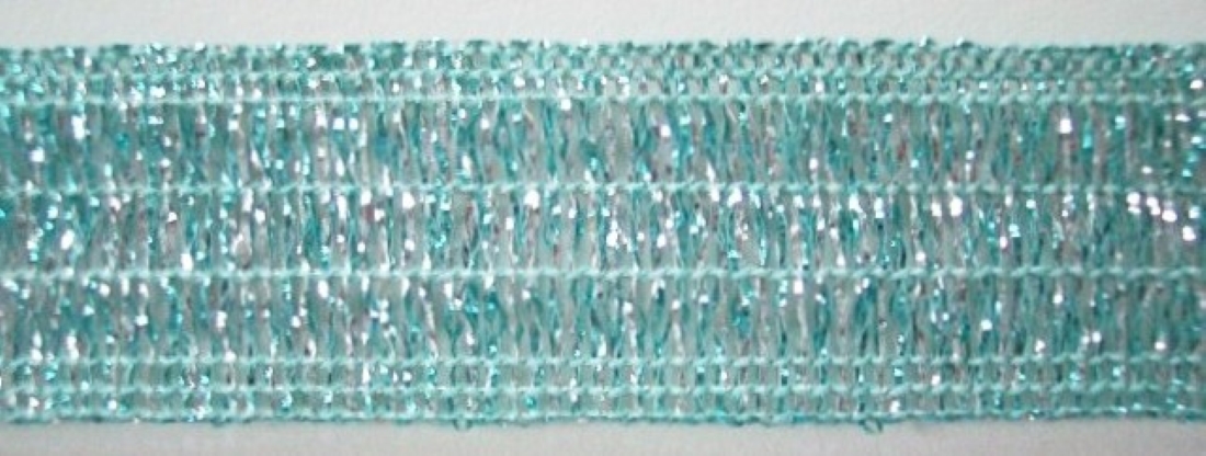 Aqua/Silver Wired Mylar 7/8" Trim