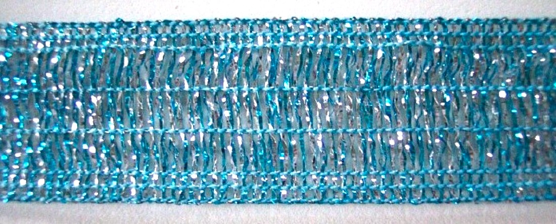 Turquoise/Silver Wired Mylar 7/8" Trim